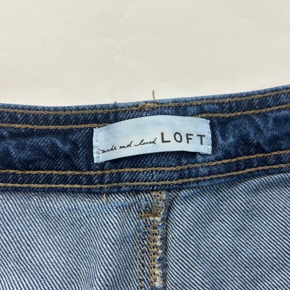 LOFT Dark Wash High Rise Barrel Leg Jeans 31 / 12 - Picture 3 of 7
